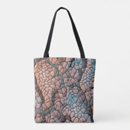 Bolsa Tote Padrão de colcha em aqua, pêssego e preto