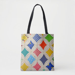 Bolsa Tote padrão de colcha feito à mão na janela da cated