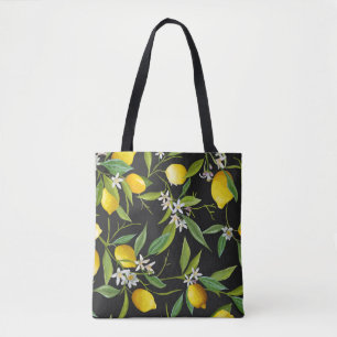 Bolsa Tote Padrão de colheita de Frutas de limão floral