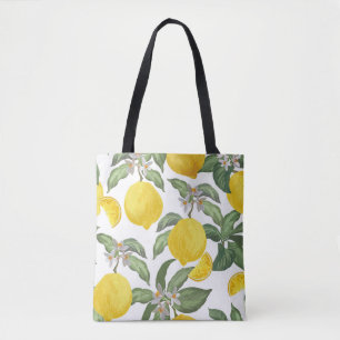 Bolsa Tote Padrão de colheita perfeita de limão. Fruta trop