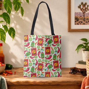 Bolsa Tote Padrão de Comida Apimentada Divertida