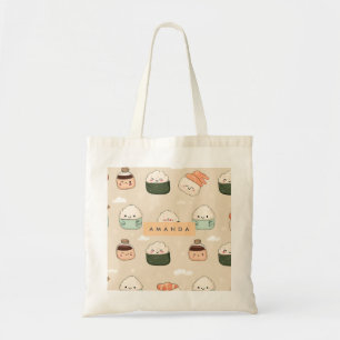 Bolsa Tote Padrão de Comida japonês Kawaii Sushi personalizad