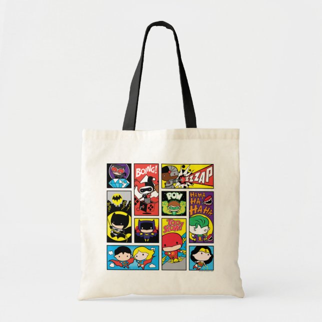 Bolsa Tote Padrão de Compilação da Liga da Justiça Chibi (Frente)