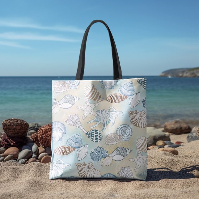 Bolsa Tote Padrão de conchas de Summer Beach (Criador carregado)