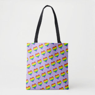 Bolsa Tote Padrão de Coração Arco-íris