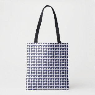 Bolsa Tote Padrão de Coração Azul