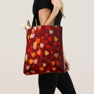 Bolsa Tote Padrão de Coração de São Valentim Amor Romântico