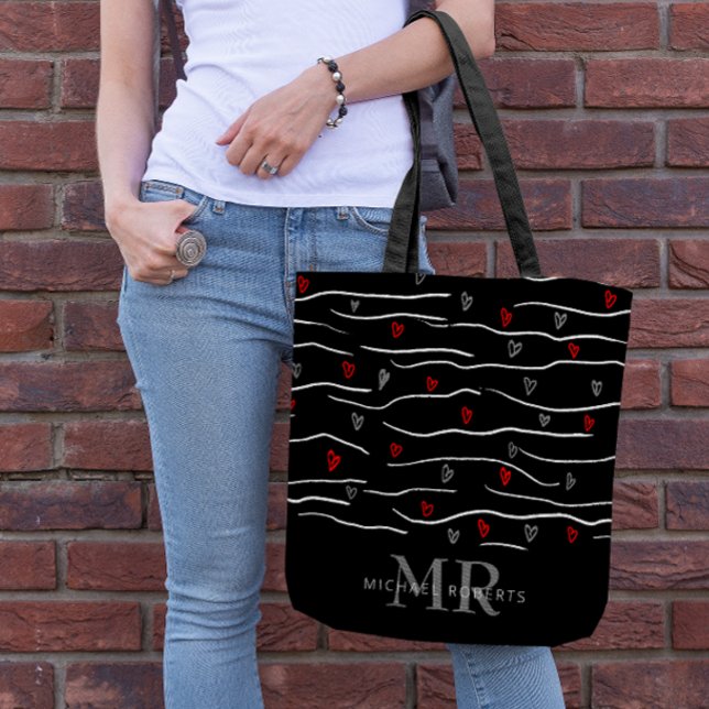 Bolsa Tote Padrão de Coração Desenhado à Mão na moda Personal (Criador carregado)