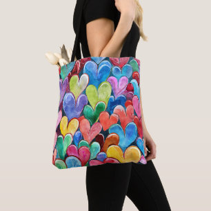 Bolsa Tote Padrão de Coração Divertido