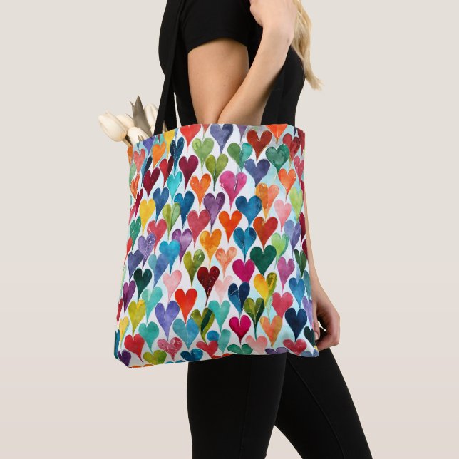 Bolsa Tote Padrão de Coração Divertido (Close Up)