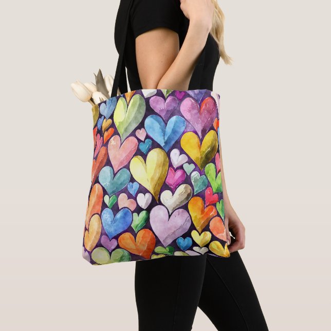 Bolsa Tote Padrão de Coração Divertido (Close Up)
