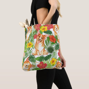 Bolsa Tote Padrão de Corgi Corgi Bonito Sorridente
