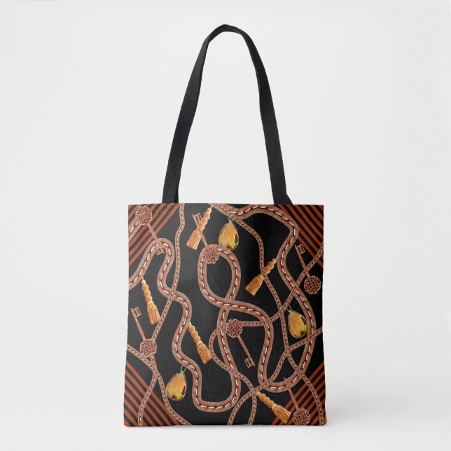 Bolsa Tote Padrão de corrente, padrão de cachecol. barroco de (Frente)