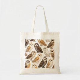 Bolsa Tote Padrão de Coruja-das- Torres Aquarela Pássaro da F
