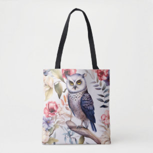 Bolsa Tote Padrão de Coruja Floral sem Costura