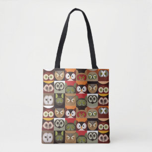 Bolsa Tote Padrão de Coruja Fresca