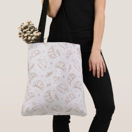 Bolsa Tote Padrão de croissant de padaria de Natal fofo