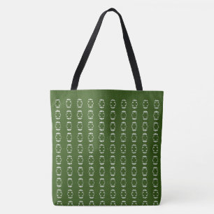 Bolsa Tote Padrão de Cruz Verde Floresta e Branco