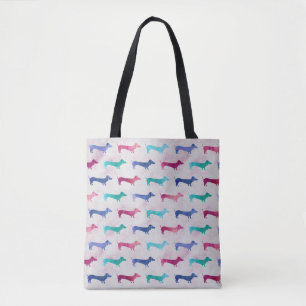 Bolsa Tote Padrão de Dachshund multicolorido