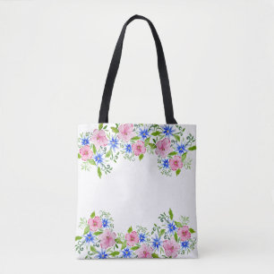 Bolsa Tote Padrão de decoração floral elegante de aquarelas