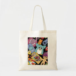 Bolsa Tote Padrão de desenho animado retrô dos anos 90 Nostal