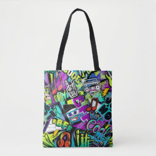 Bolsa Tote padrão de desenho animado uniforme de abstrato. Re