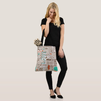 Bolsa Tote Padrão de Desenho de Citações de Amor