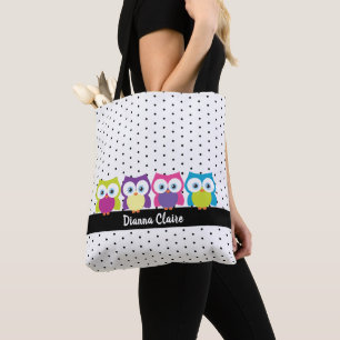 Bolsa Tote Padrão de Design de Bolinhas de de Hoot Owl