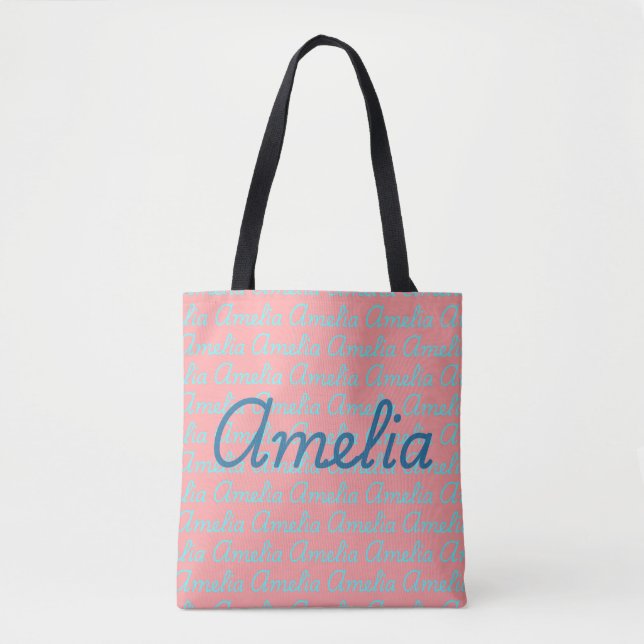 Bolsa Tote Padrão de design de nome de assinatura de Amelia  (Frente)