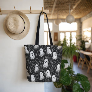 Bolsa Tote Padrão de Dia das Bruxas Fantasma Bonito