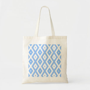 Bolsa Tote Padrão de diamante azul e branco