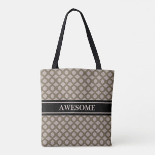 Bolsa Tote Padrão de Diamante Bege e Marrom