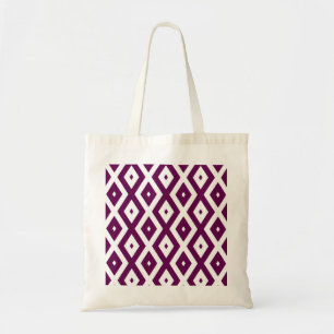 Bolsa Tote Padrão de diamante branco e roxo de ameixa