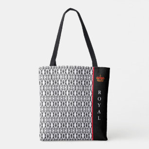 Bolsa Tote Padrão de diamante chic e elegante em preto e bran