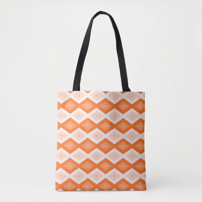 Bolsa Tote Padrão de diamante de laranja (Frente)