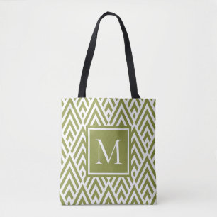 Bolsa Tote Padrão de Diamante de Seta de Monograma Verde Tre