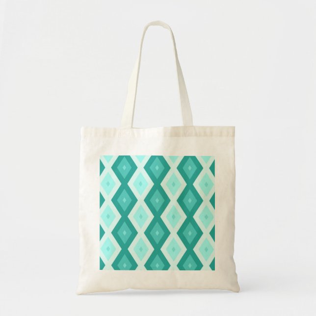 Bolsa Tote Padrão de diamante de turquesa (Frente)