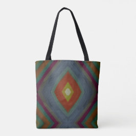 Bolsa Tote Padrão de Diamante Desenhado à Mão Grunge