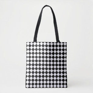 Bolsa Tote Padrão de diamante preto e branco por Shirley Tayl