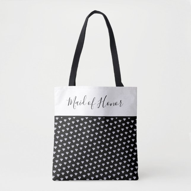 Bolsa Tote Padrão de diamante, QUALQUER COR, Bridesmaid Tot d (Frente)