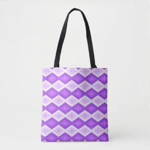 Bolsa Tote Padrão de diamante roxo brilhante