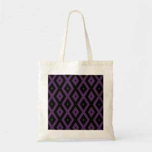Bolsa Tote Padrão de diamante roxo e preto escuro