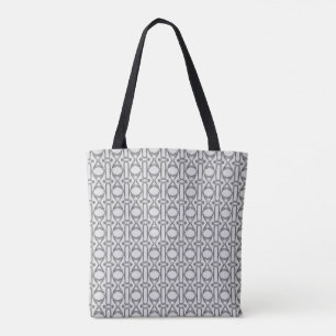 Bolsa Tote Padrão de Diamante Silver Moderno