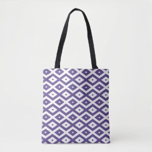 Bolsa Tote Padrão de diamante ultra violeta e branco