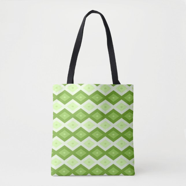 Bolsa Tote Padrão de diamante verde Chartreuse (Frente)