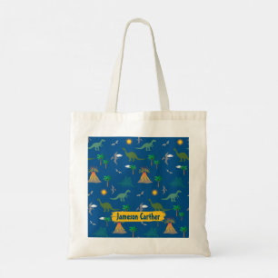 Bolsa Tote Padrão de Dinossauro Azul-Bonito Personalizado