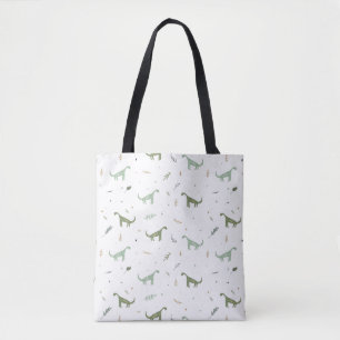 Bolsa Tote Padrão de Dinossauro Verde e Bonito