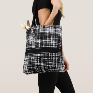 Bolsa Tote Padrão de distribuição de Abstrato preto e branco