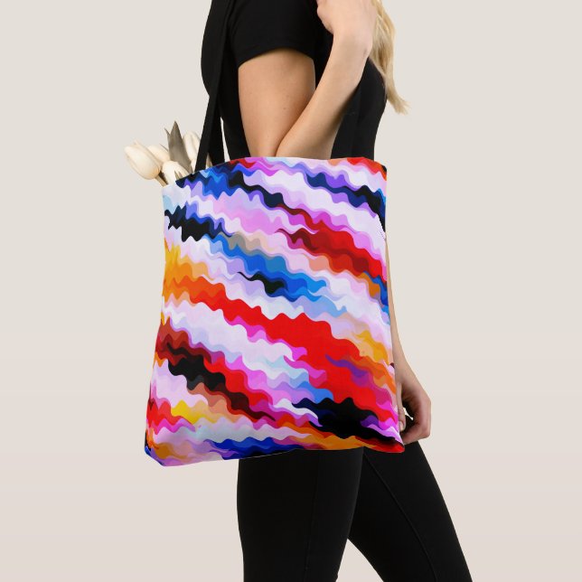 Bolsa Tote Padrão de distribuição multicores (Close Up)