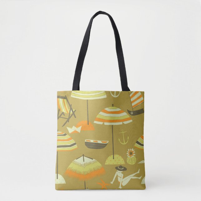 Bolsa Tote Padrão de diversão em verão feliz (Frente)